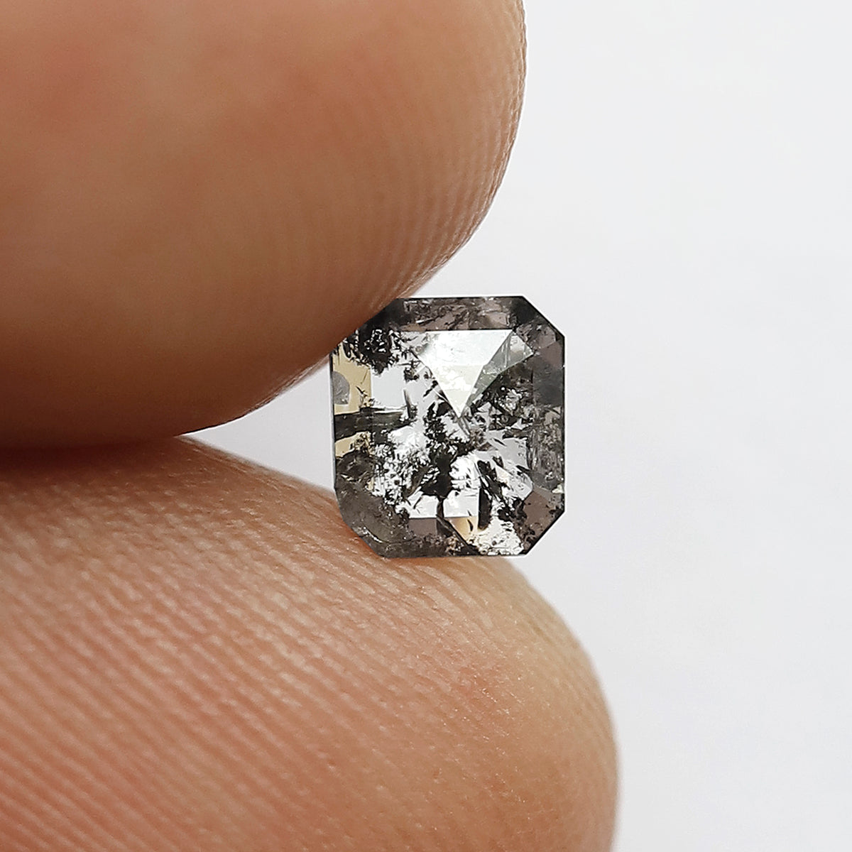 0.51 CT Natural Grayish Black Salt And Pepper Diamond , Stunning Emerald Shaped Natural Diamond , Emerald Shape Diamond For Proposal Ring