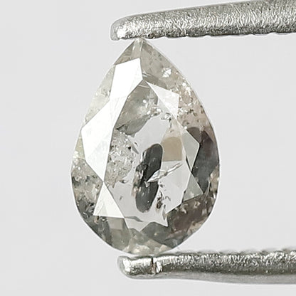 0.44 CT 6.4 x 4.4 MM Shining Natural Grey Black Color Pear Shape Diamond Step Cut Salt and Pepper Pear Shape Diamond For Wedding Ring