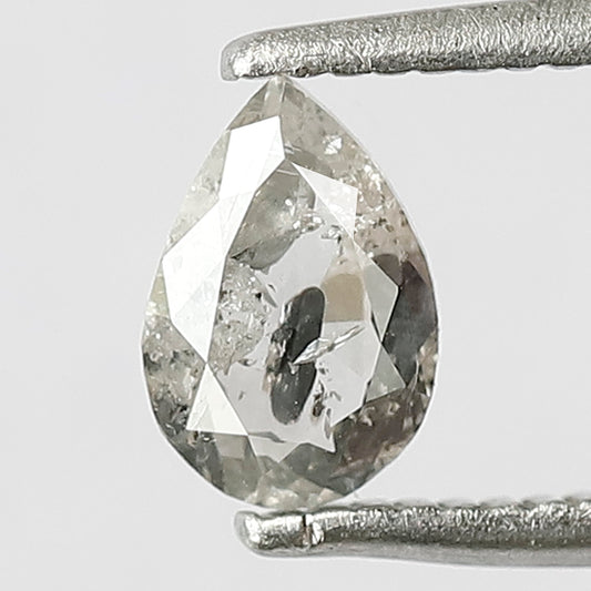0.44 CT 6.4 x 4.4 MM Shining Natural Grey Black Color Pear Shape Diamond Step Cut Salt and Pepper Pear Shape Diamond For Wedding Ring