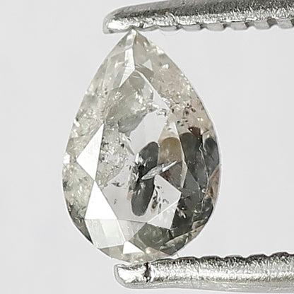 0.44 CT 6.4 x 4.4 MM Shining Natural Grey Black Color Pear Shape Diamond Step Cut Salt and Pepper Pear Shape Diamond For Wedding Ring