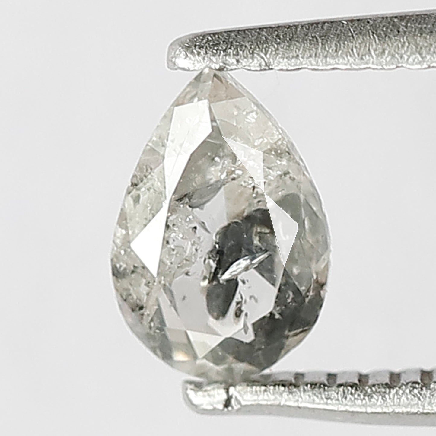 0.44 CT 6.4 x 4.4 MM Shining Natural Grey Black Color Pear Shape Diamond Step Cut Salt and Pepper Pear Shape Diamond For Wedding Ring