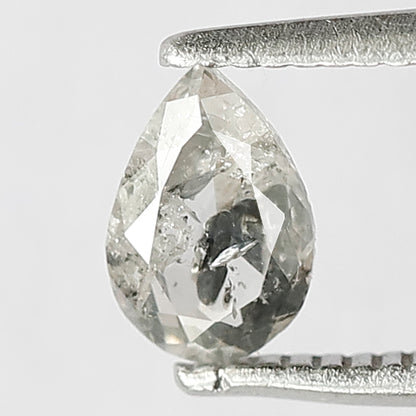 0.44 CT 6.4 x 4.4 MM Shining Natural Grey Black Color Pear Shape Diamond Step Cut Salt and Pepper Pear Shape Diamond For Wedding Ring