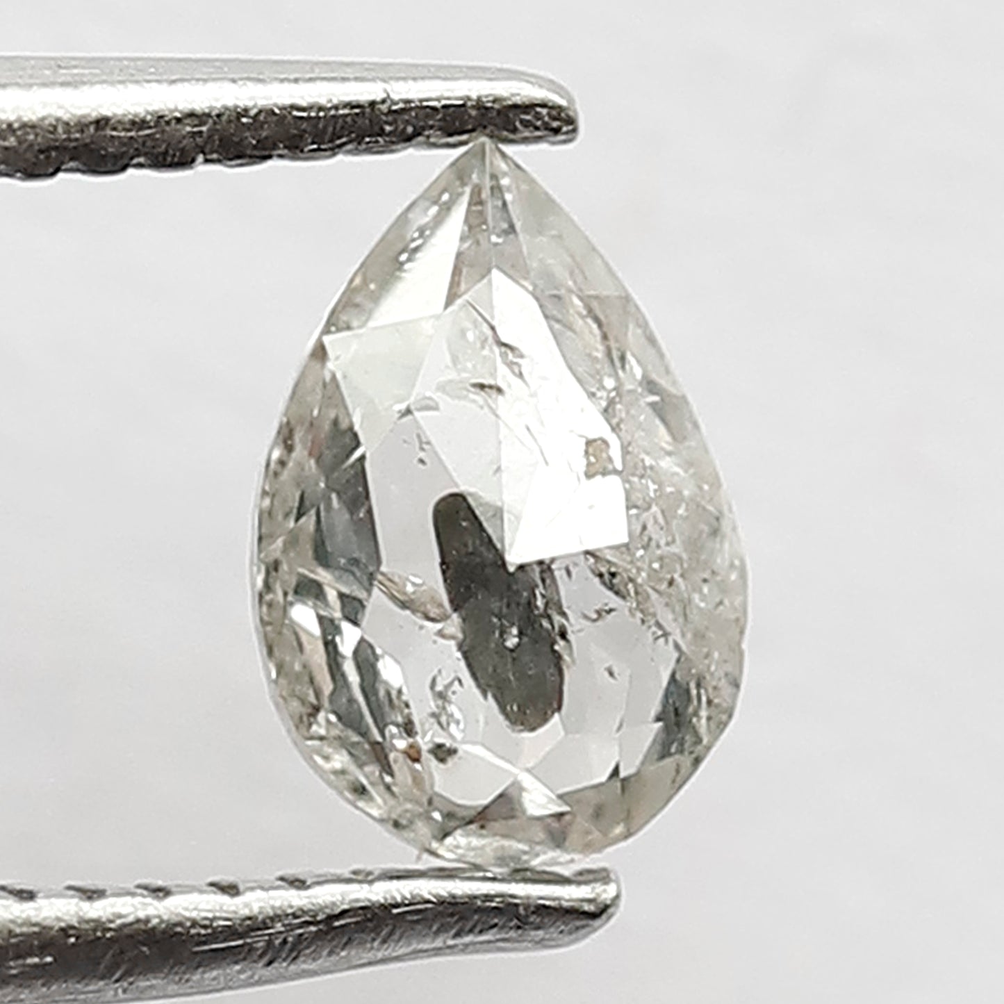 0.44 CT 6.4 x 4.4 MM Shining Natural Grey Black Color Pear Shape Diamond Step Cut Salt and Pepper Pear Shape Diamond For Wedding Ring