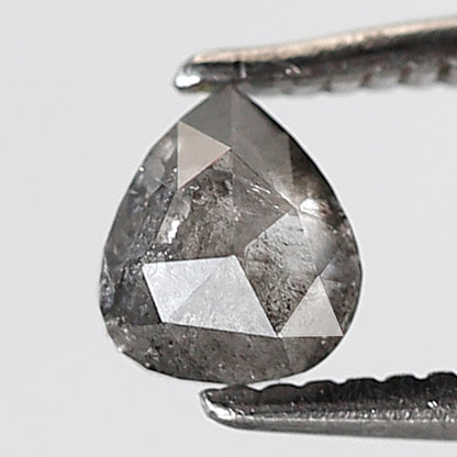 0.39 Ct 4.80 MM Pear Shape Salt and Pepper Diamond Grey Black Color Natural Loose Diamond