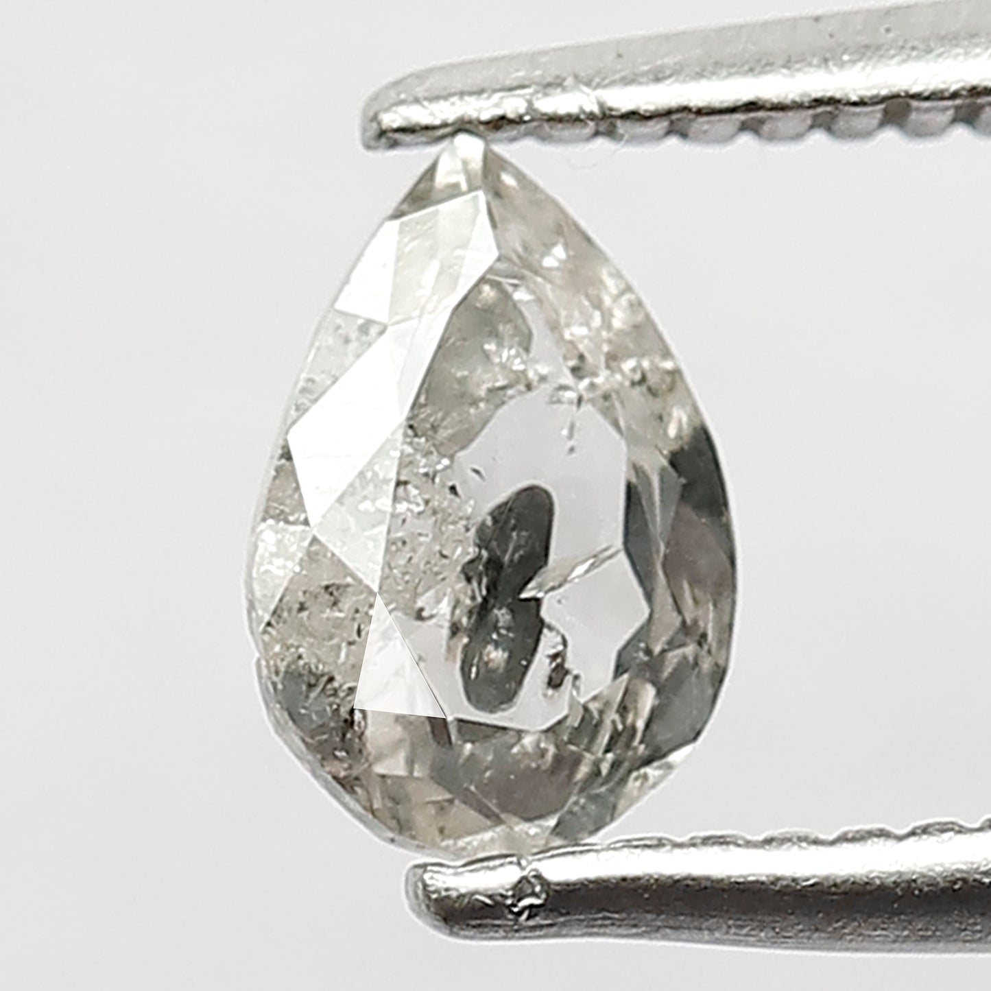 0.44 CT 6.4 x 4.4 MM Shining Natural Grey Black Color Pear Shape Diamond Step Cut Salt and Pepper Pear Shape Diamond For Wedding Ring