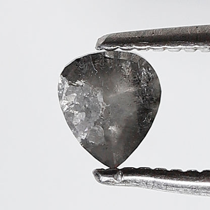 0.39 Ct 4.80 MM Pear Shape Salt and Pepper Diamond Grey Black Color Natural Loose Diamond