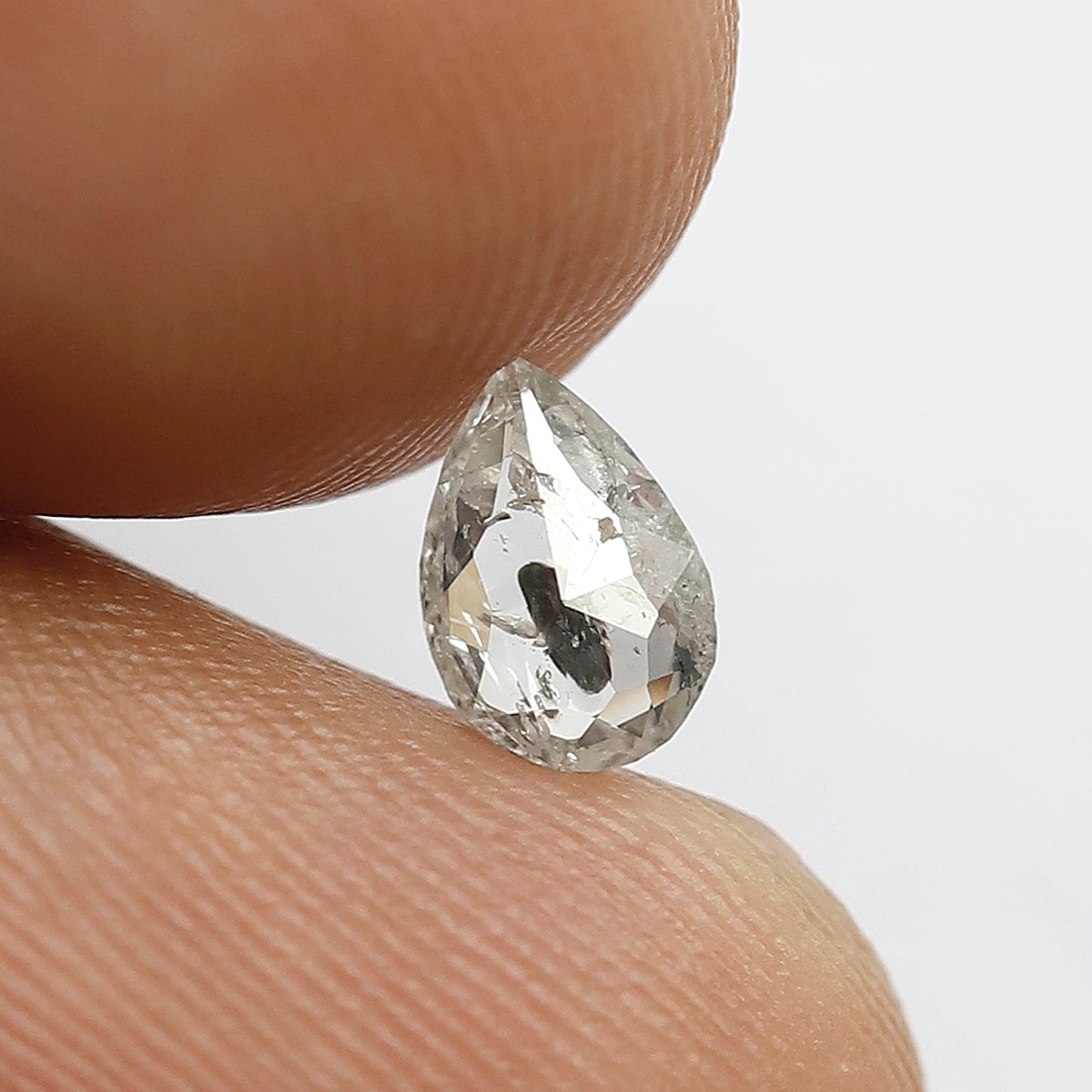0.44 CT 6.4 x 4.4 MM Shining Natural Grey Black Color Pear Shape Diamond Step Cut Salt and Pepper Pear Shape Diamond For Wedding Ring