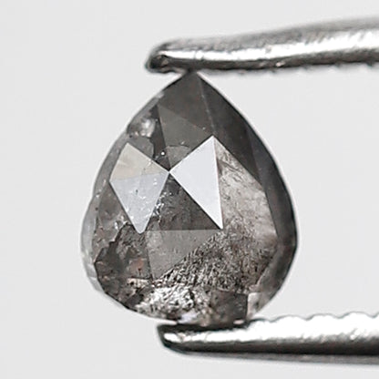 0.39 Ct 4.80 MM Pear Shape Salt and Pepper Diamond Grey Black Color Natural Loose Diamond