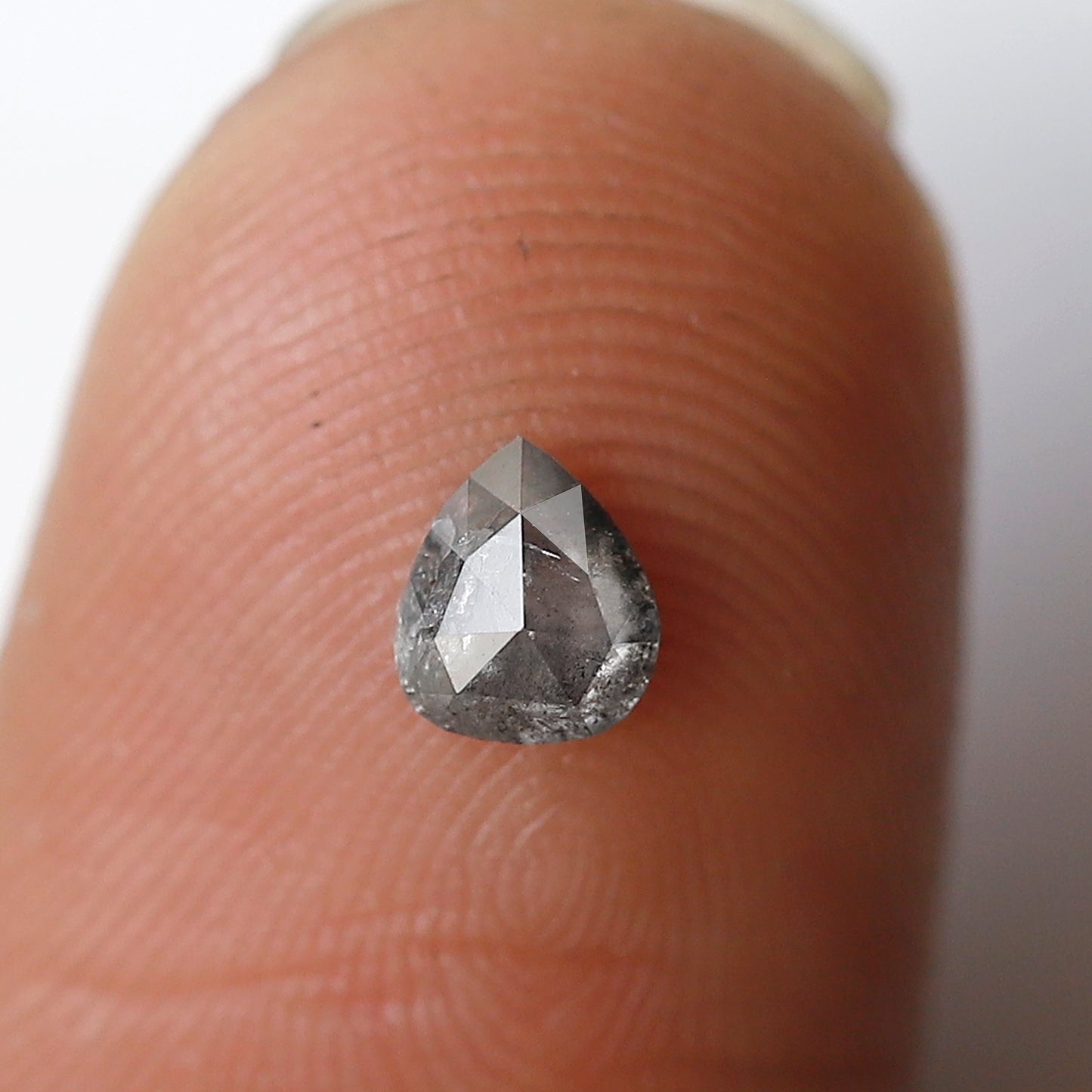 0.39 Ct 4.80 MM Pear Shape Salt and Pepper Diamond Grey Black Color Natural Loose Diamond