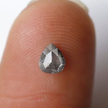 0.39 Ct 4.80 MM Pear Shape Salt and Pepper Diamond Grey Black Color Natural Loose Diamond
