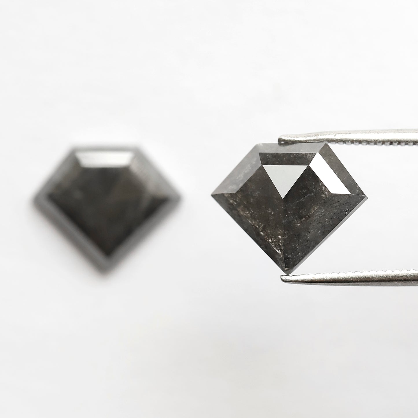 Pair Of 6.22 Ct Diamond Shape Loose Natural 10.90 MM Dark Stormy Gray Color Salt and Pepper Diamond For Unique Jewelry