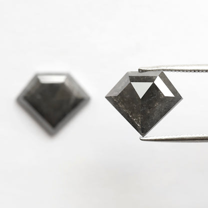 Pair Of 6.22 Ct Diamond Shape Loose Natural 10.90 MM Dark Stormy Gray Color Salt and Pepper Diamond For Unique Jewelry