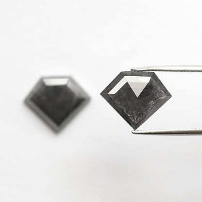 Pair Of 6.22 Ct Diamond Shape Loose Natural 10.90 MM Dark Stormy Gray Color Salt and Pepper Diamond For Unique Jewelry