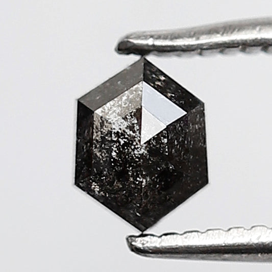 0.48 Ct 5 MM Hexagon shape Salt and Pepper Diamond Grey Black Color Natural Loose Diamond