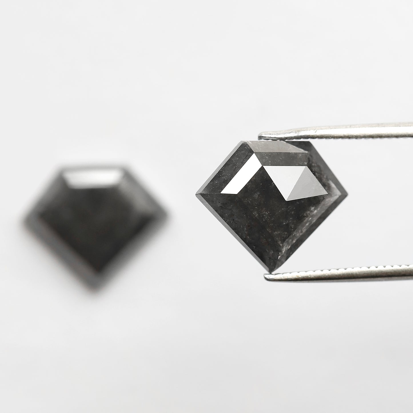 Pair Of 6.22 Ct Diamond Shape Loose Natural 10.90 MM Dark Stormy Gray Color Salt and Pepper Diamond For Unique Jewelry