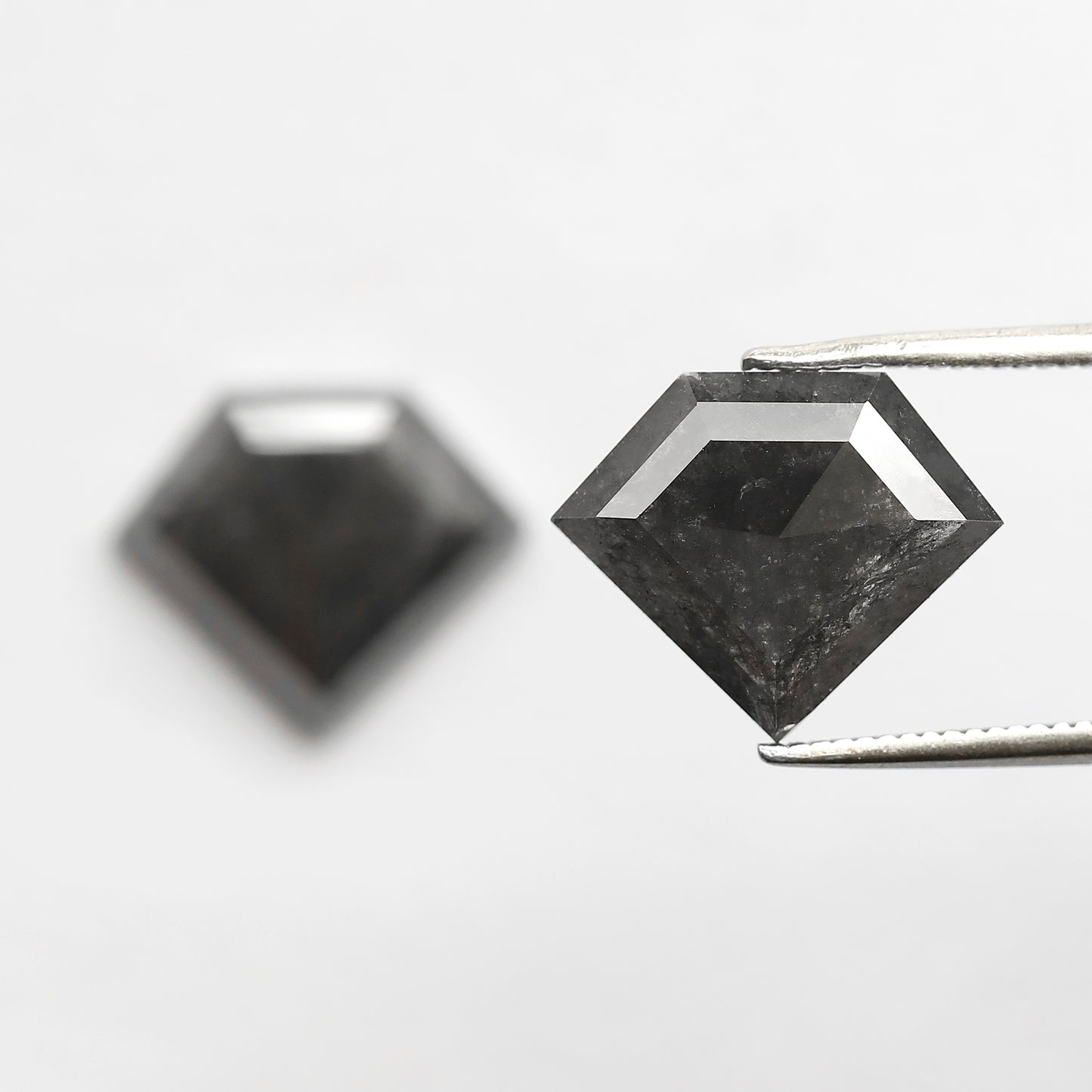 Pair Of 6.22 Ct Diamond Shape Loose Natural 10.90 MM Dark Stormy Gray Color Salt and Pepper Diamond For Unique Jewelry