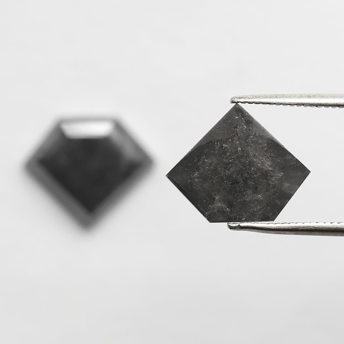 Pair Of 6.22 Ct Diamond Shape Loose Natural 10.90 MM Dark Stormy Gray Color Salt and Pepper Diamond For Unique Jewelry