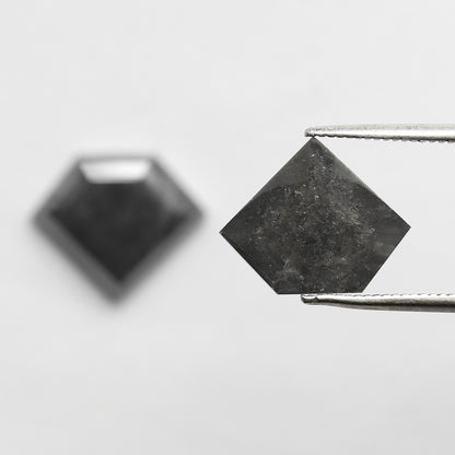 Pair Of 6.22 Ct Diamond Shape Loose Natural 10.90 MM Dark Stormy Gray Color Salt and Pepper Diamond For Unique Jewelry