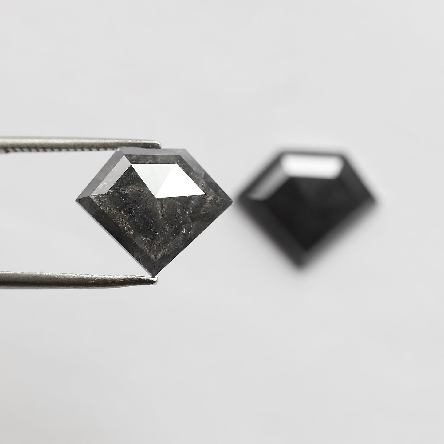 Pair Of 6.22 Ct Diamond Shape Loose Natural 10.90 MM Dark Stormy Gray Color Salt and Pepper Diamond For Unique Jewelry