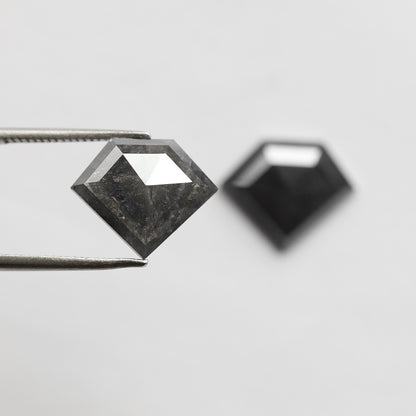 Pair Of 6.22 Ct Diamond Shape Loose Natural 10.90 MM Dark Stormy Gray Color Salt and Pepper Diamond For Unique Jewelry