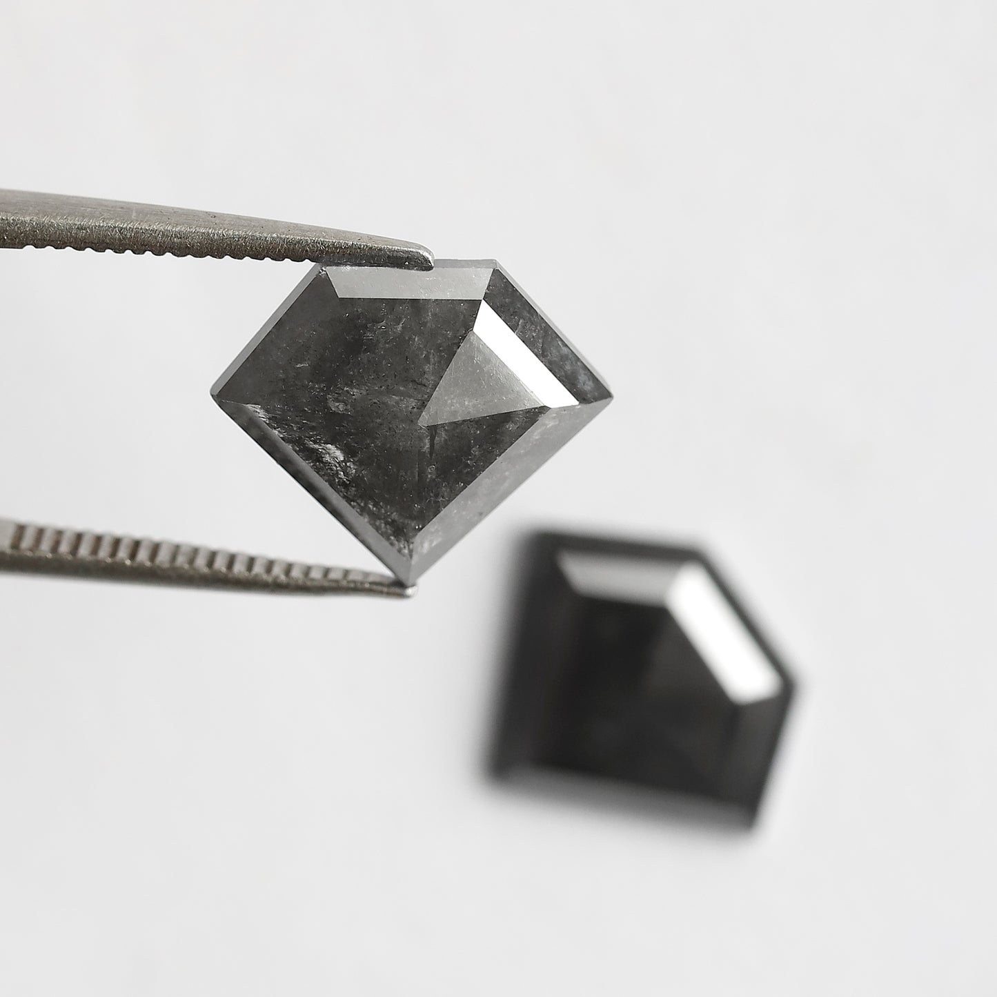 Pair Of 6.22 Ct Diamond Shape Loose Natural 10.90 MM Dark Stormy Gray Color Salt and Pepper Diamond For Unique Jewelry