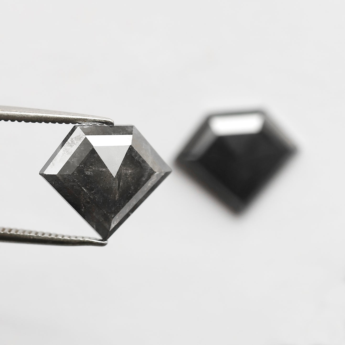 Pair Of 6.22 Ct Diamond Shape Loose Natural 10.90 MM Dark Stormy Gray Color Salt and Pepper Diamond For Unique Jewelry