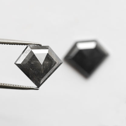 Pair Of 6.22 Ct Diamond Shape Loose Natural 10.90 MM Dark Stormy Gray Color Salt and Pepper Diamond For Unique Jewelry