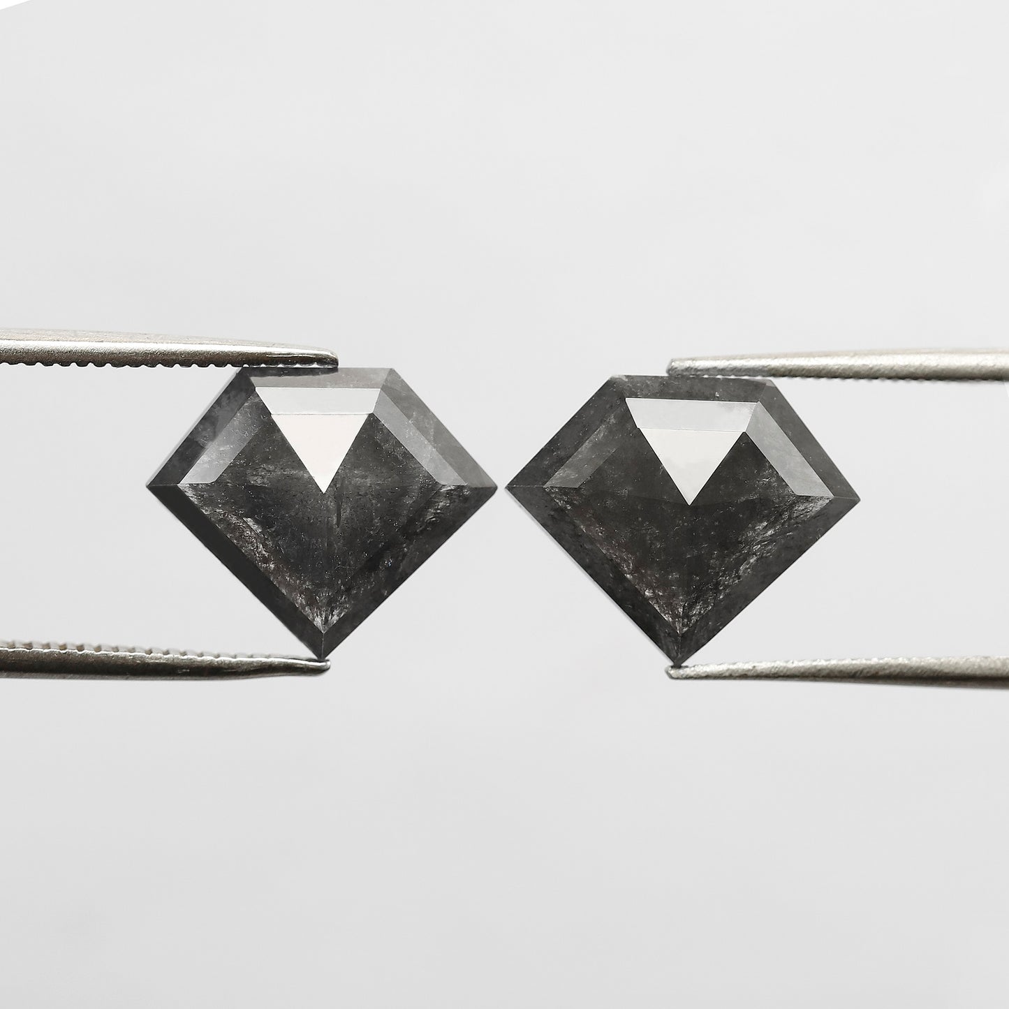 Pair Of 6.22 Ct Diamond Shape Loose Natural 10.90 MM Dark Stormy Gray Color Salt and Pepper Diamond For Unique Jewelry