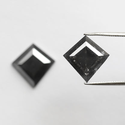 Pair of 6.79 CT Kite Shape Loose Natural Salt and Pepper Diamond 13.70 MM Natural Black Color Salt and Pepper Diamond For Jewelry