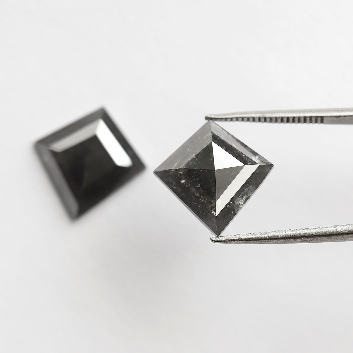 Pair of 6.79 CT Kite Shape Loose Natural Salt and Pepper Diamond 13.70 MM Natural Black Color Salt and Pepper Diamond For Jewelry