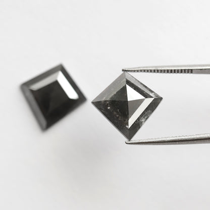 Pair of 6.79 CT Kite Shape Loose Natural Salt and Pepper Diamond 13.70 MM Natural Black Color Salt and Pepper Diamond For Jewelry