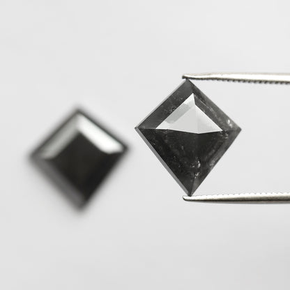 Pair of 6.79 CT Kite Shape Loose Natural Salt and Pepper Diamond 13.70 MM Natural Black Color Salt and Pepper Diamond For Jewelry