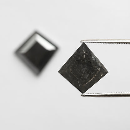 Pair of 6.79 CT Kite Shape Loose Natural Salt and Pepper Diamond 13.70 MM Natural Black Color Salt and Pepper Diamond For Jewelry
