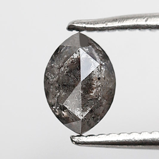 0.69 Ct Marquise Shape Salt and Pepper Diamond 6 MM Grey Black Color Natural Loose Diamond