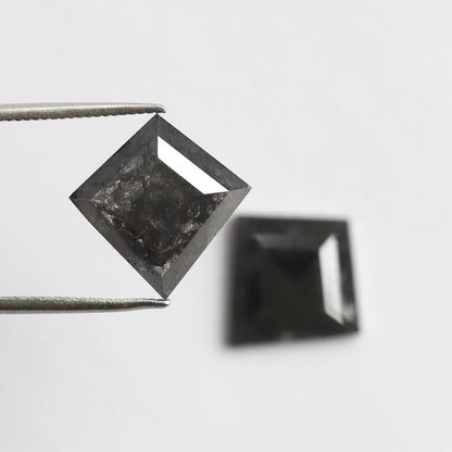 Pair of 6.79 CT Kite Shape Loose Natural Salt and Pepper Diamond 13.70 MM Natural Black Color Salt and Pepper Diamond For Jewelry