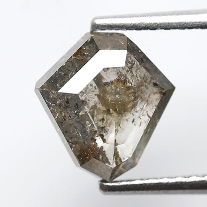 Modified Cut 1.70 Ct Salt & Pepper Diamond, Gray Translucent Natural Diamond, Loose Ethical Stone for Pendant