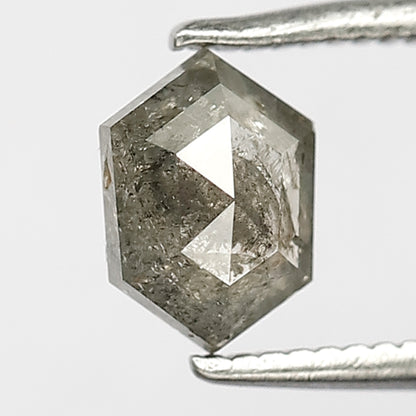 0.80 CT Light Grey color  Elongated hexagon salt and pepper diamond