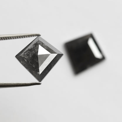 Pair of 6.79 CT Kite Shape Loose Natural Salt and Pepper Diamond 13.70 MM Natural Black Color Salt and Pepper Diamond For Jewelry