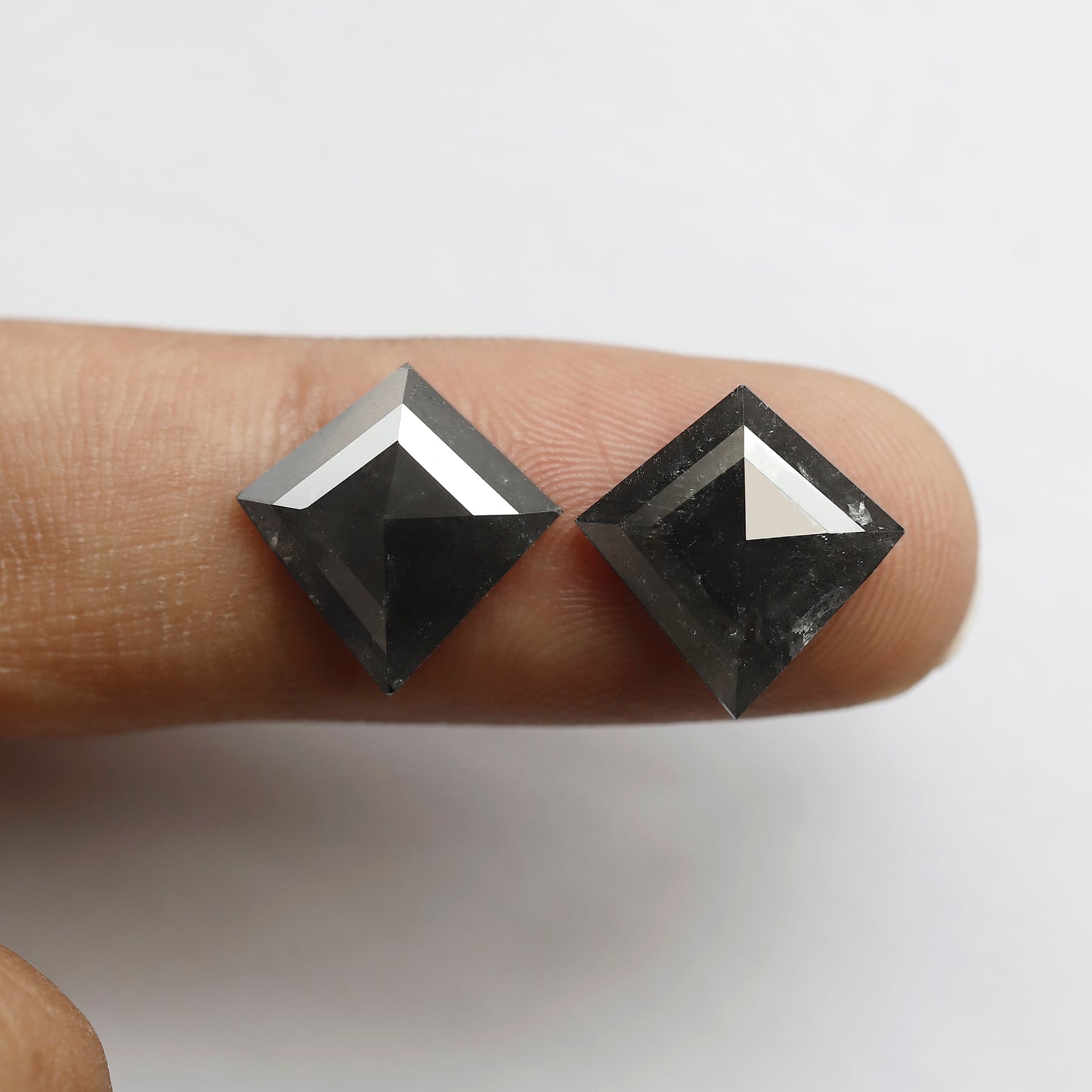 Pair of 6.79 CT Kite Shape Loose Natural Salt and Pepper Diamond 13.70 MM Natural Black Color Salt and Pepper Diamond For Jewelry