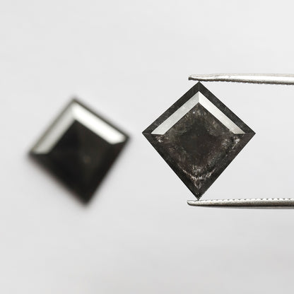 Pair Of 5.72 CT Kite Shape Loose Black Color 13.60 MM Salt and Pepper Diamond For Earring