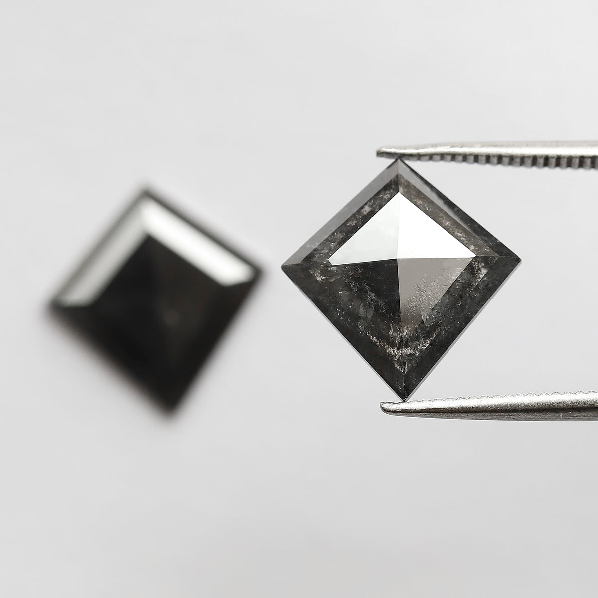 Pair Of 5.72 CT Kite Shape Loose Black Color 13.60 MM Salt and Pepper Diamond For Earring