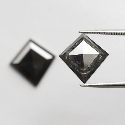 Pair Of 5.72 CT Kite Shape Loose Black Color 13.60 MM Salt and Pepper Diamond For Earring