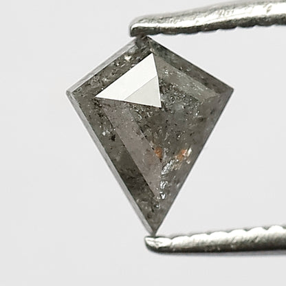 0.68 CT Kite Shape Salt and Pepper Diamond 6 MM Grey Black For Pendant