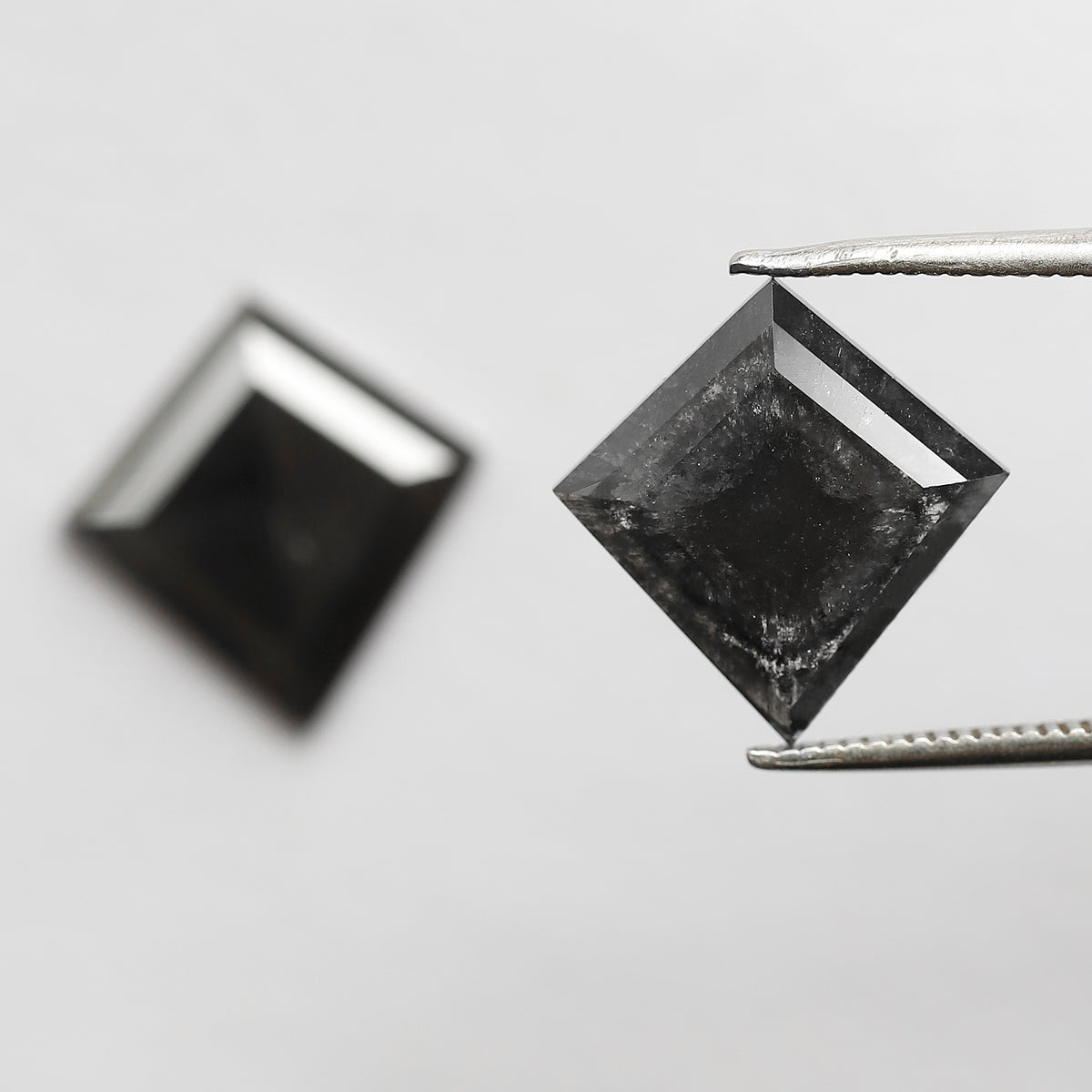 Pair Of 5.72 CT Kite Shape Loose Black Color 13.60 MM Salt and Pepper Diamond For Earring