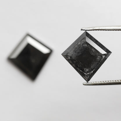 Pair Of 5.72 CT Kite Shape Loose Black Color 13.60 MM Salt and Pepper Diamond For Earring