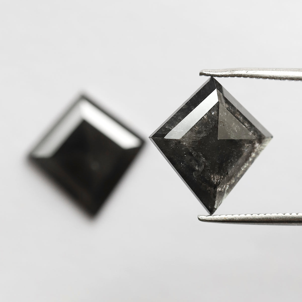 Pair Of 5.72 CT Kite Shape Loose Black Color 13.60 MM Salt and Pepper Diamond For Earring