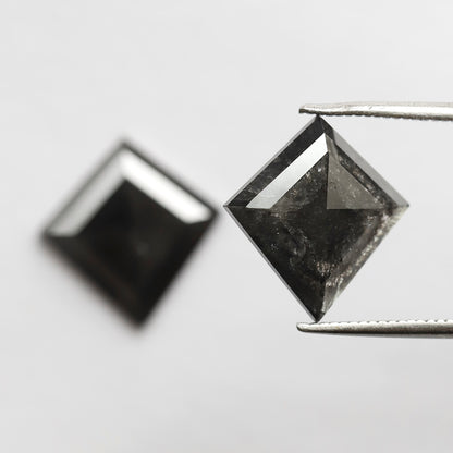 Pair Of 5.72 CT Kite Shape Loose Black Color 13.60 MM Salt and Pepper Diamond For Earring