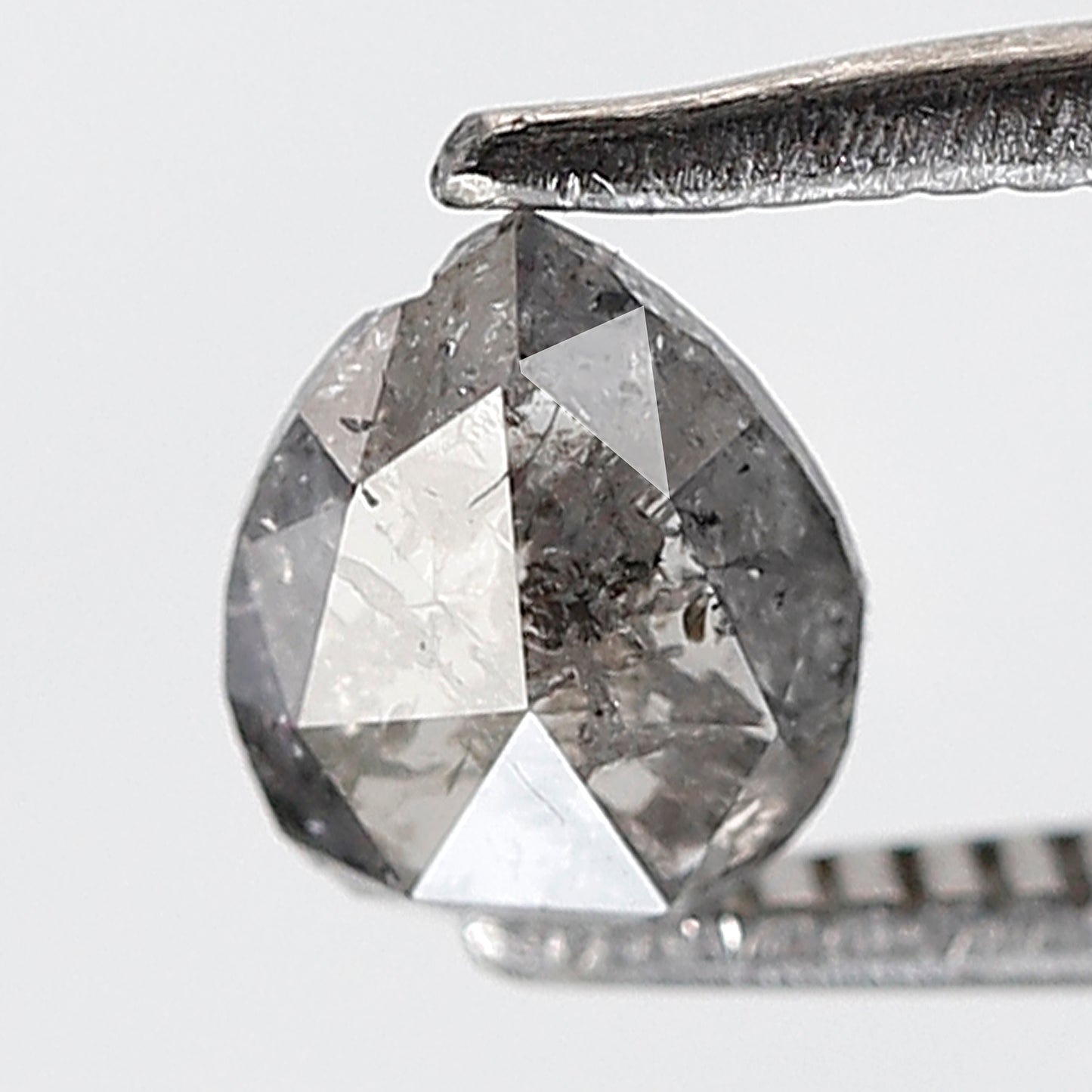 0.71 Ct 6 MM Pear Shape Salt and Pepper Diamond Grey Black Color Natural Loose Diamond