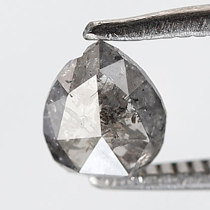 0.71 Ct 6 MM Pear Shape Salt and Pepper Diamond Grey Black Color Natural Loose Diamond