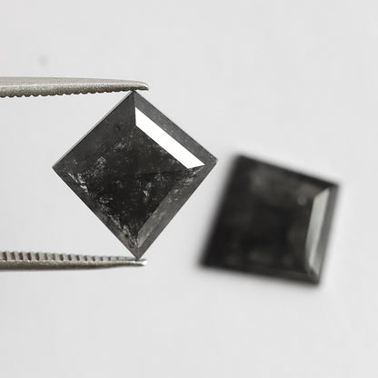 Pair Of 5.72 CT Kite Shape Loose Black Color 13.60 MM Salt and Pepper Diamond For Earring